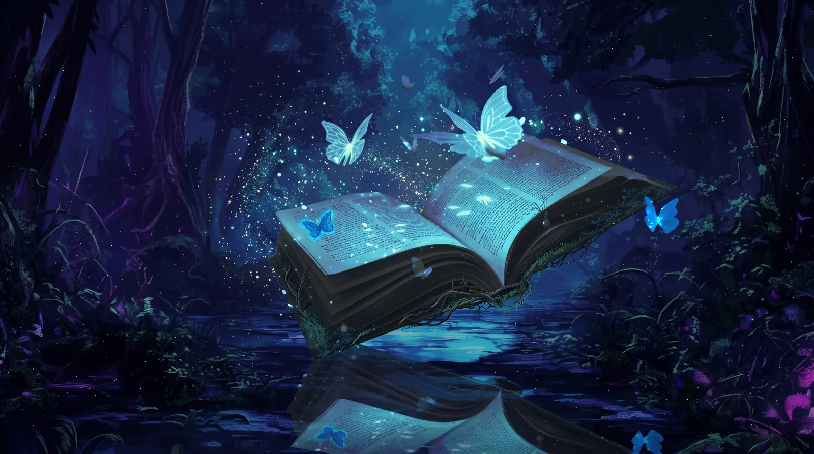 A porta: “Existe uma porta entre o seu mundo e o próximo baile”, com a poeira de luz sobre a floresta e o arabesco de ouro.